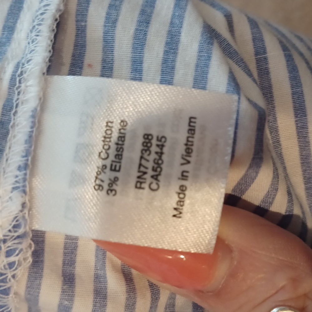 J. Crew Blue/White Striped One Shoulder Flounce Blouse - Picture 6 of 7